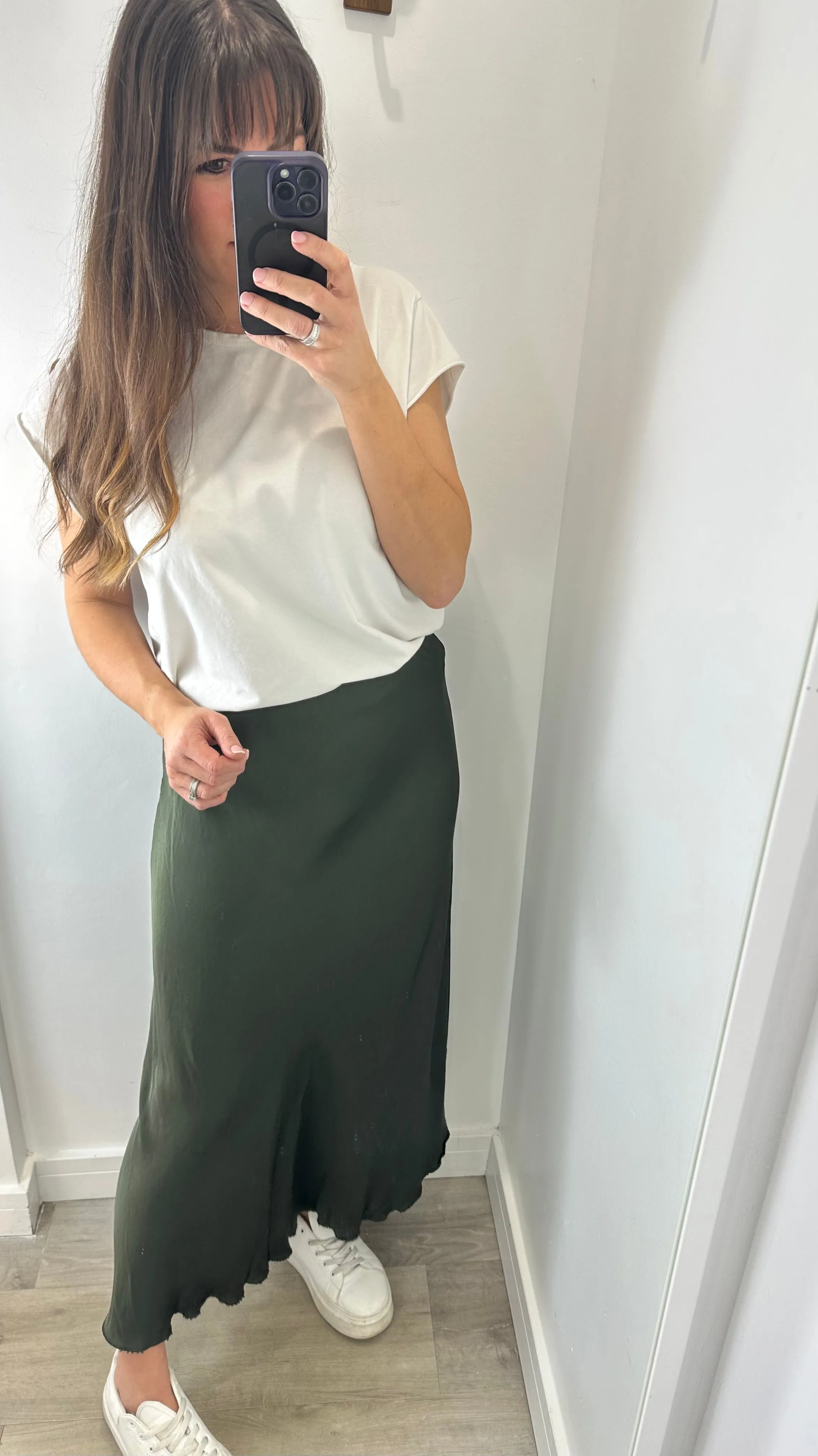DARK GREEN SATIN SKIRT