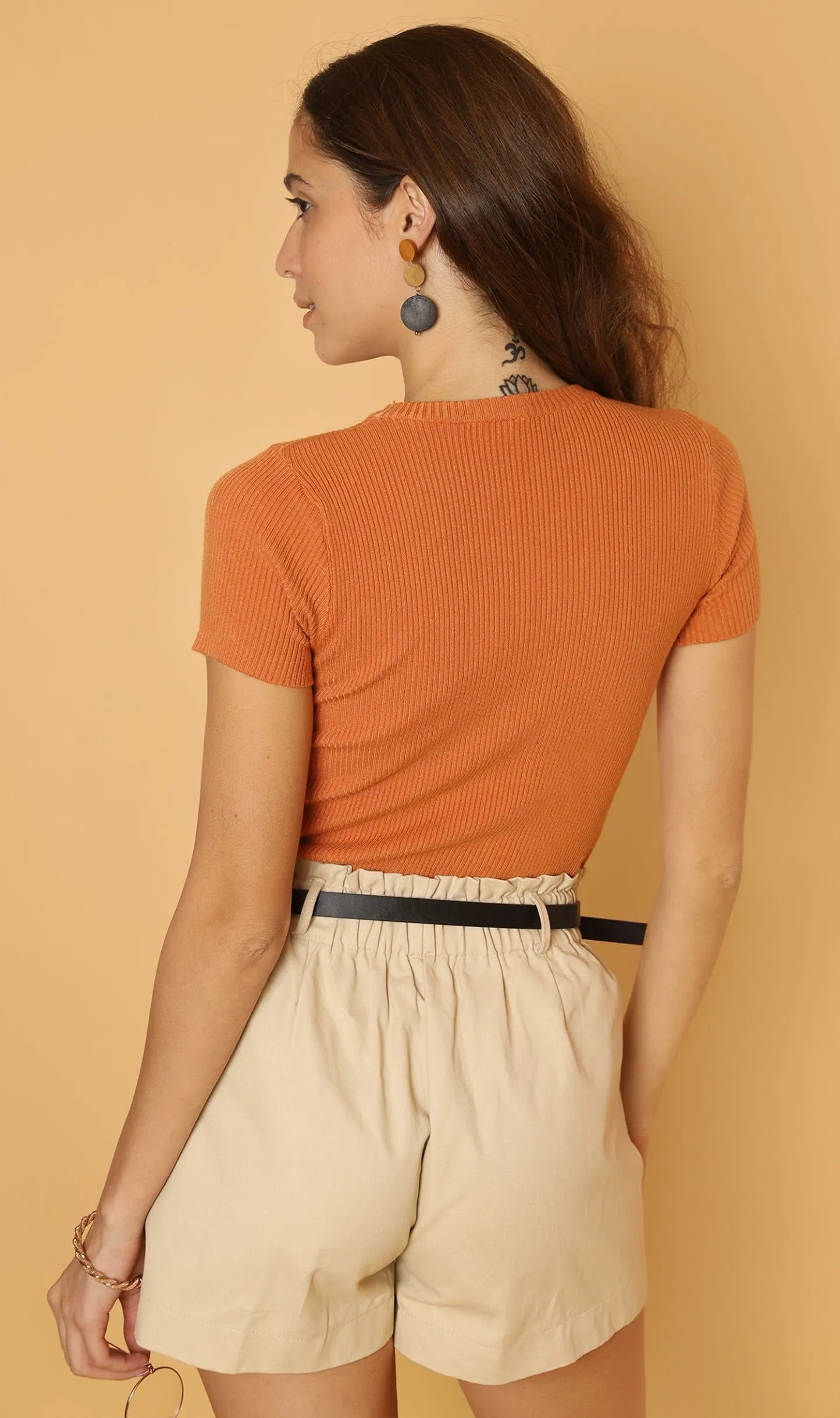 DARYL Crew-Neck Knit Top (Sunkist)