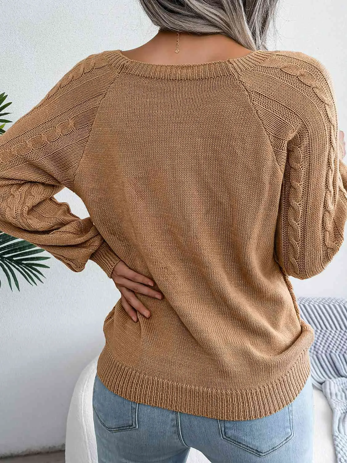 Decorative Button Cable-Knit Sweater (5 Colors)