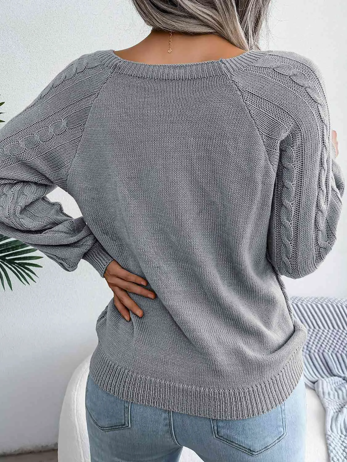 Decorative Button Cable-Knit Sweater (5 Colors)