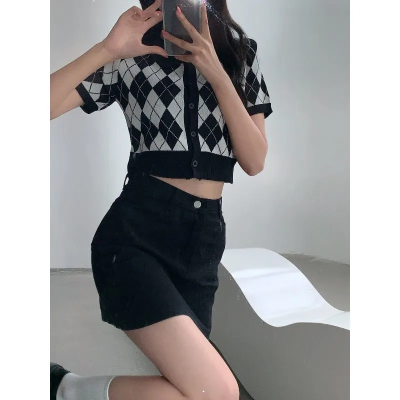 Diamond knit sweater KF82087