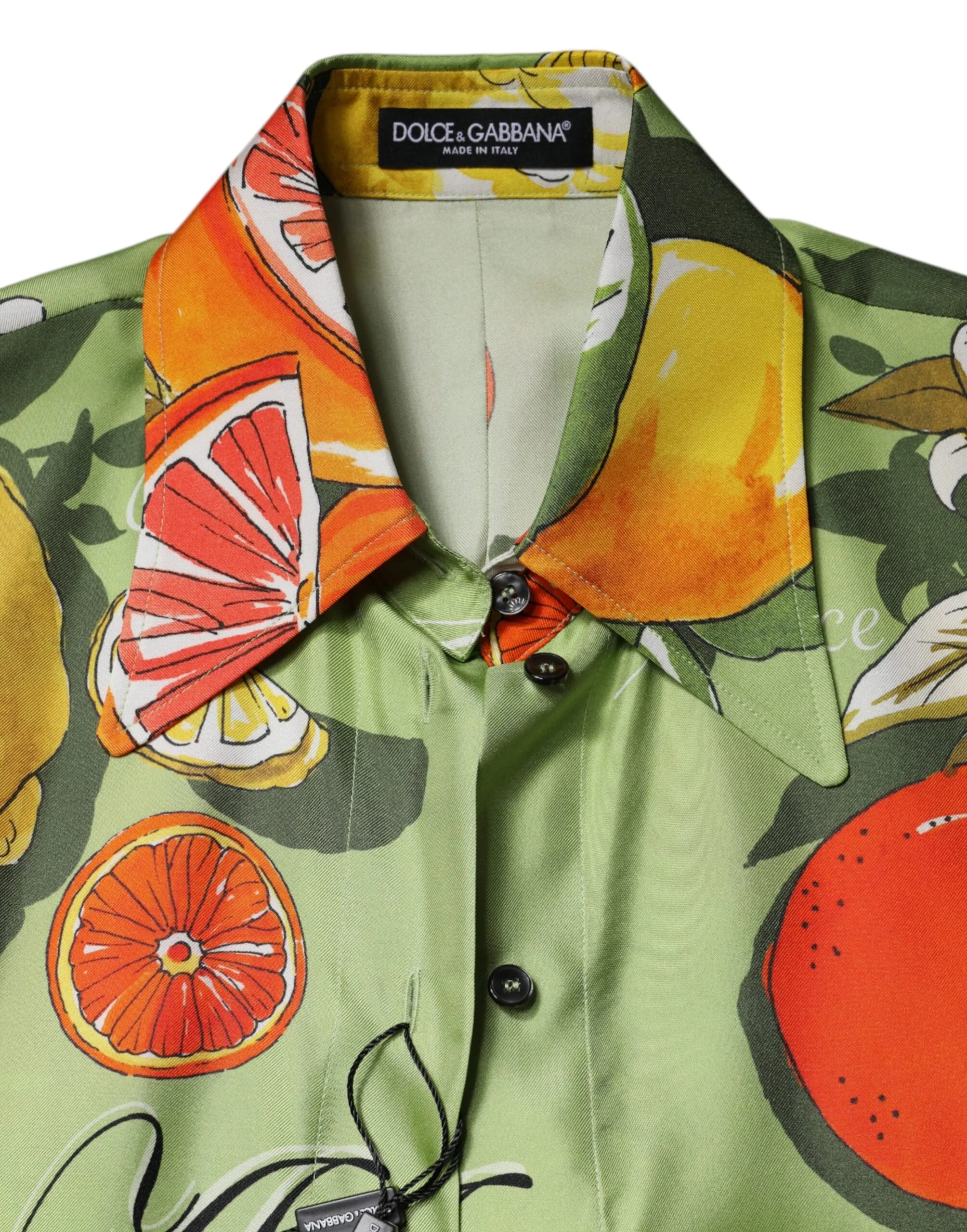 Dolce & Gabbana Multicolor Citrus Print Silk Twill Shirt Top