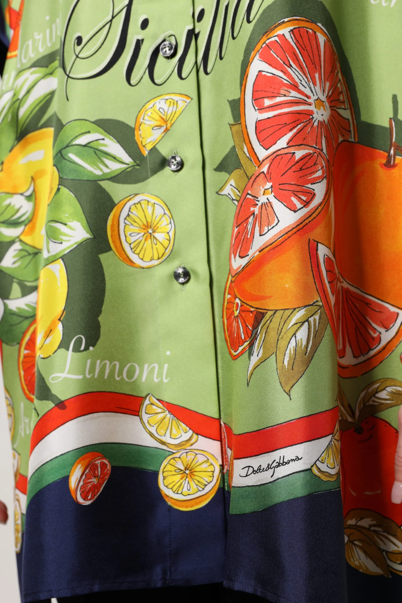 Dolce & Gabbana Multicolor Citrus Print Silk Twill Shirt Top