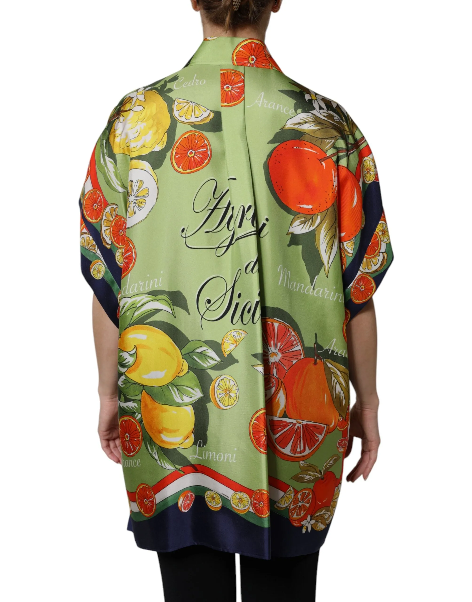 Dolce & Gabbana Multicolor Citrus Print Silk Twill Shirt Top