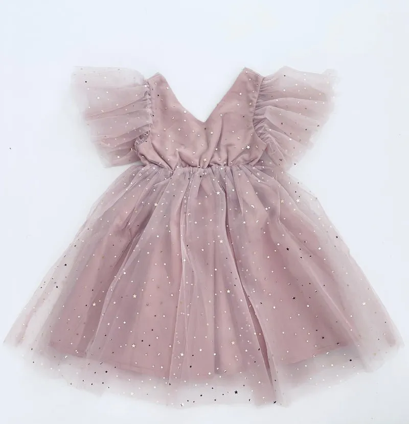 DOLLY Stars & Moon Tulle Princess Dress Dusty Violet