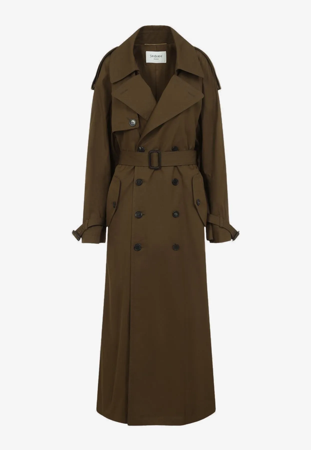 Double-Breasted Long Trench Coat