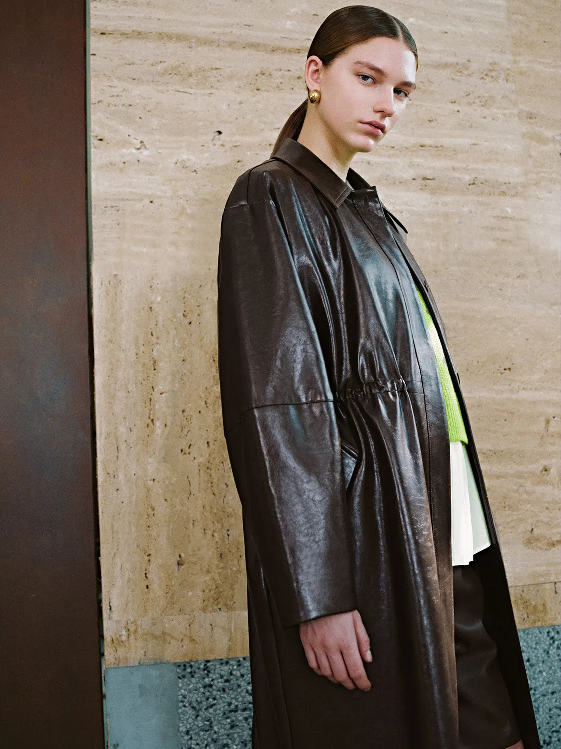 Drop Shoulder Sleeve Long Trench Coats