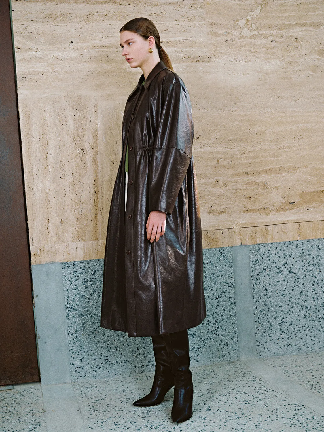 Drop Shoulder Sleeve Long Trench Coats