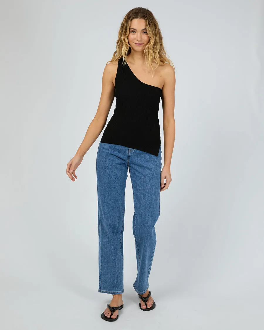 DUSTIN ONE SHOULDER TOP - BLACK