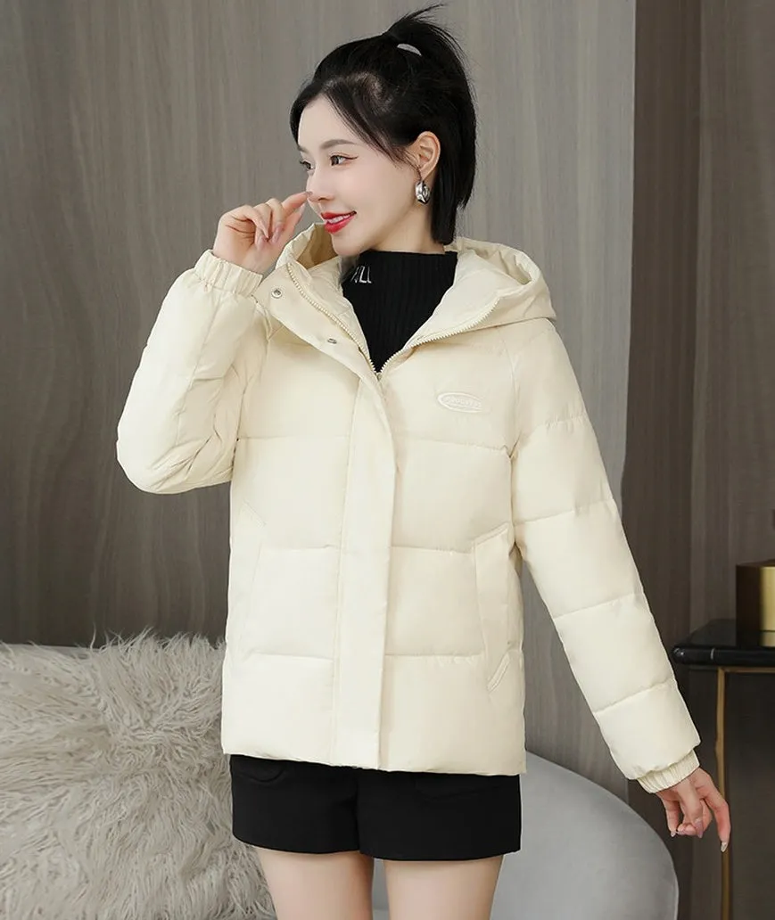 Easy-to-Clean Stain-Resistant Quilted Puffer Jacket with Hood