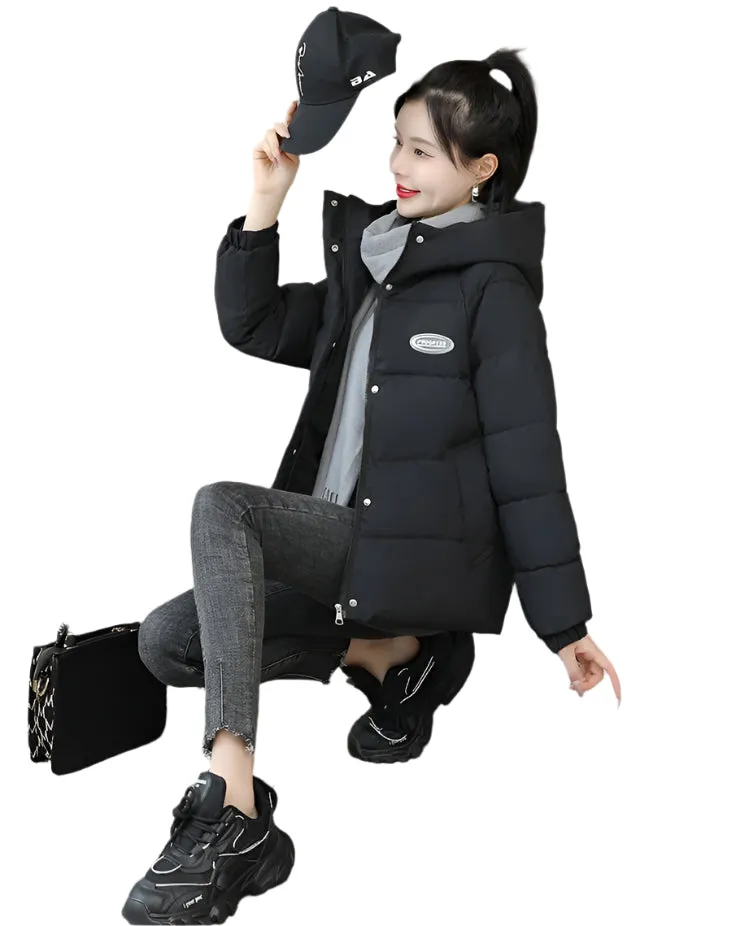 Easy-to-Clean Stain-Resistant Quilted Puffer Jacket with Hood