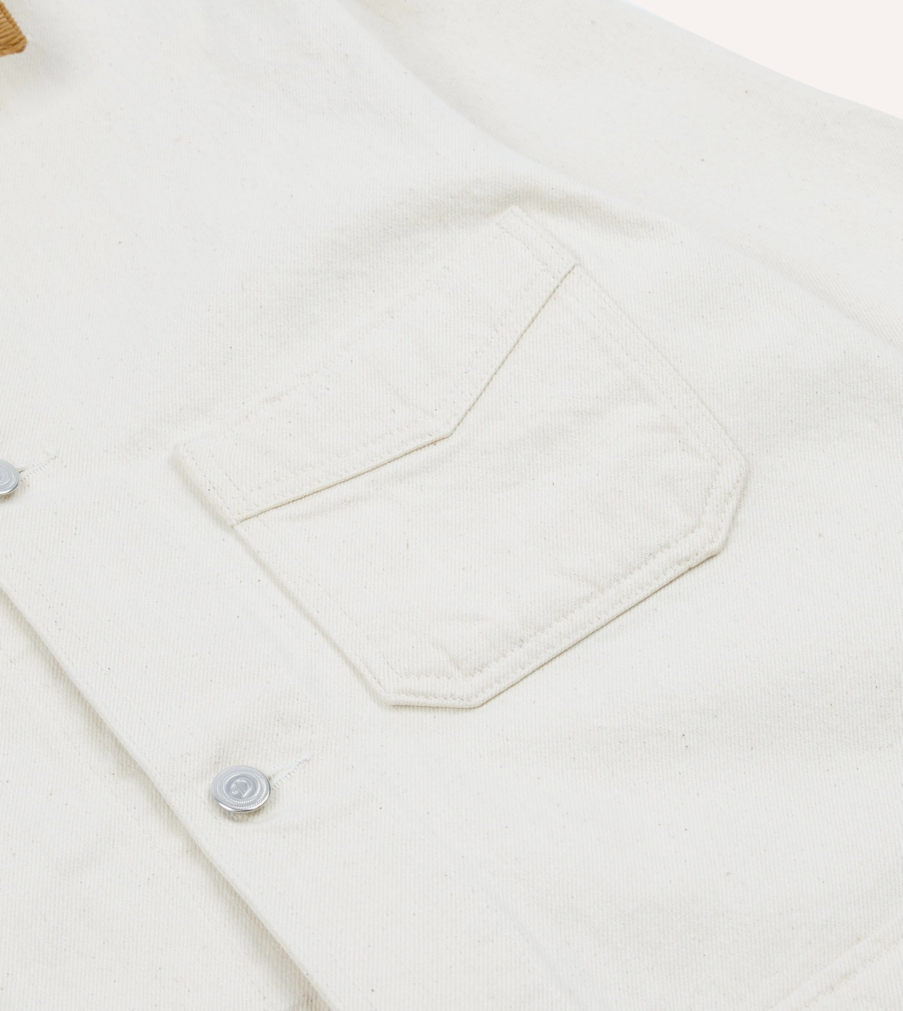 Ecru Heavy Twill Cotton Five-Pocket Chore Jacket