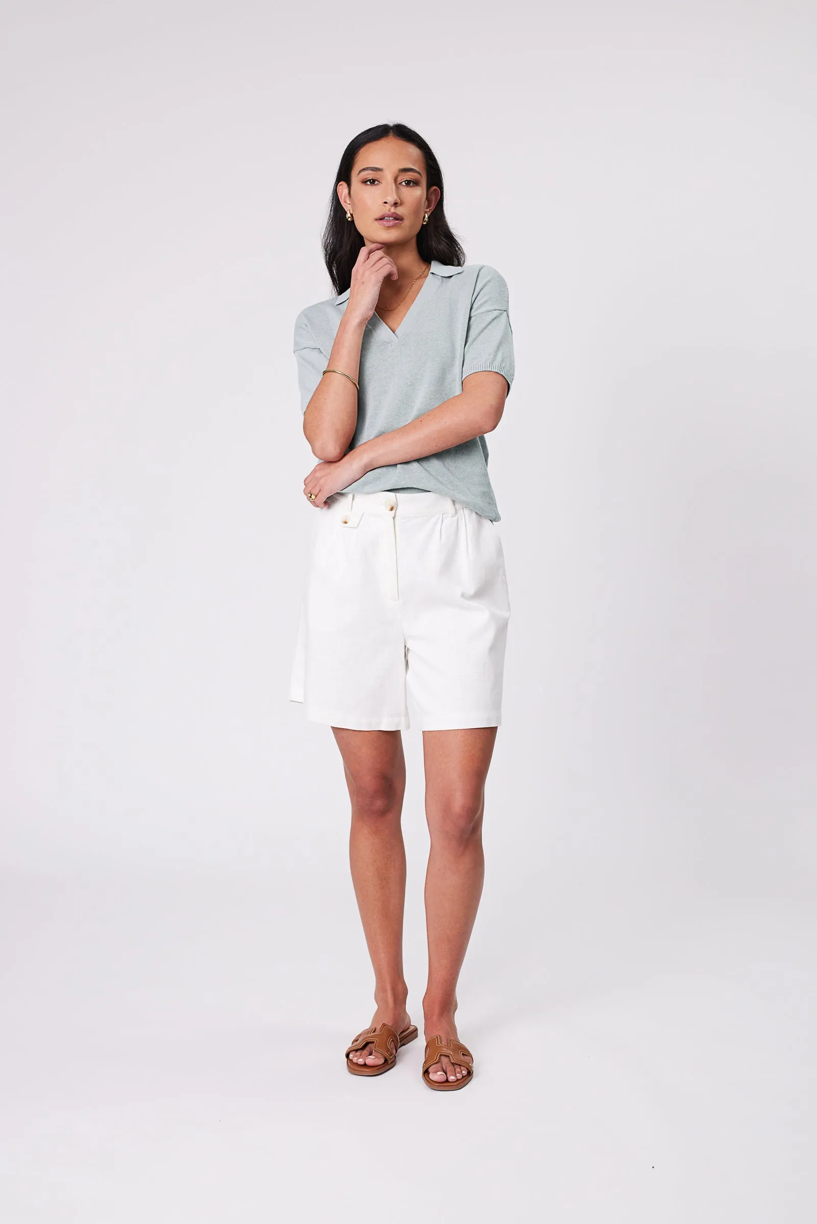 Eden Polo Knit - Duck Egg