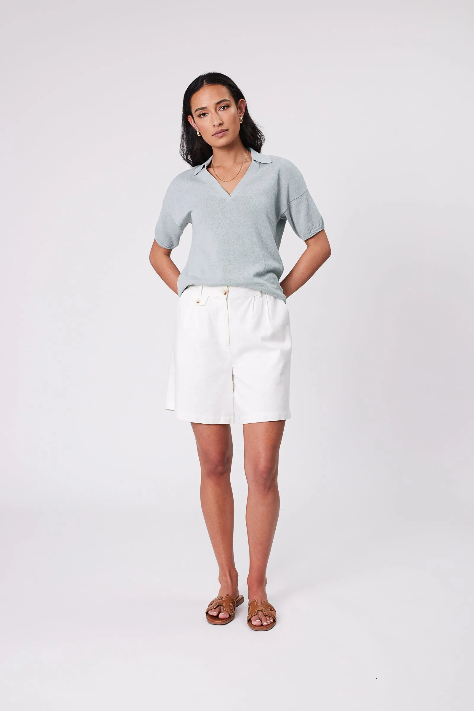 Eden Polo Knit - Duck Egg