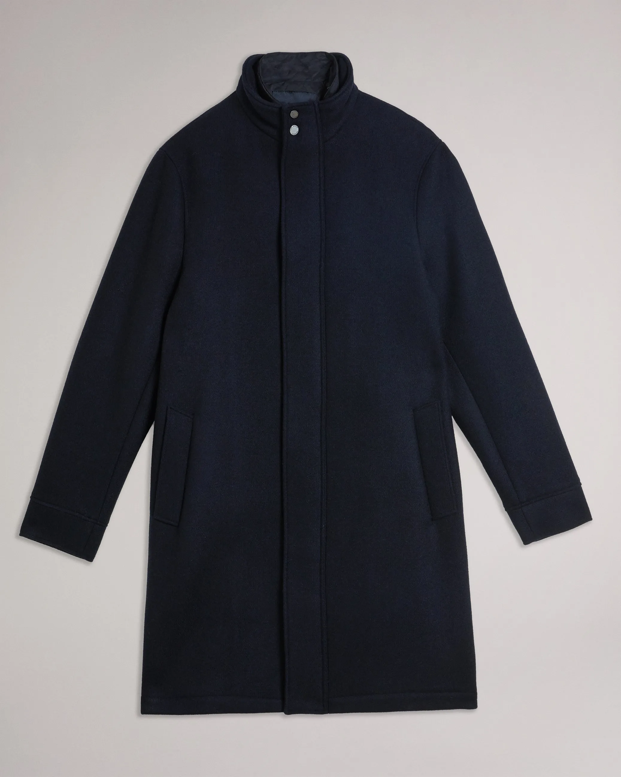 Ederson Wool Blend Funnel Neck Coat Navy