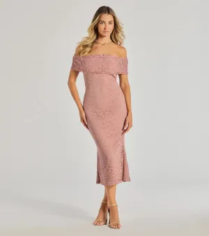 Effortless Romance Lace Off-The-Shoulder Midi Dress