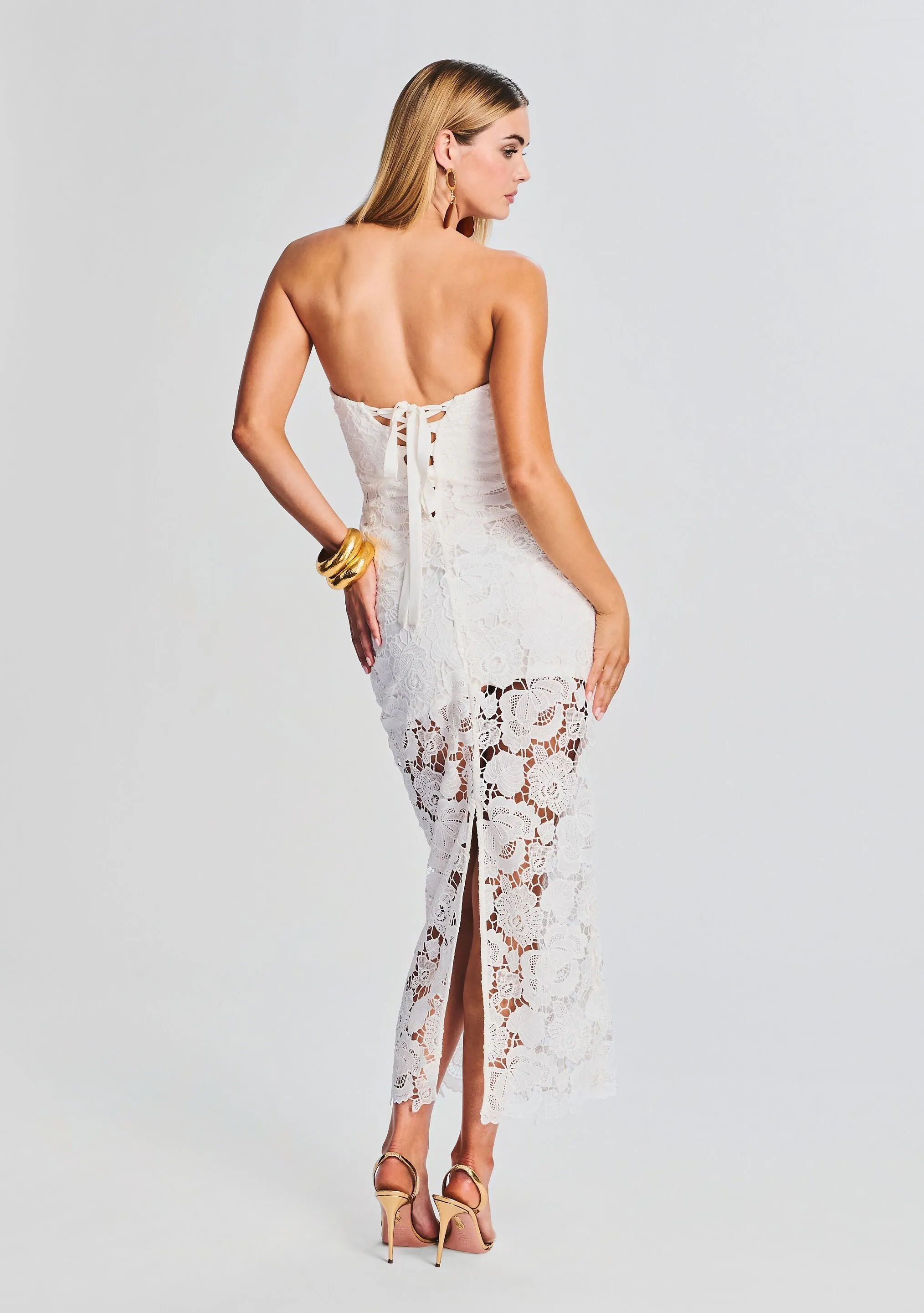 Eliza Lace Strapless Maxi Dress