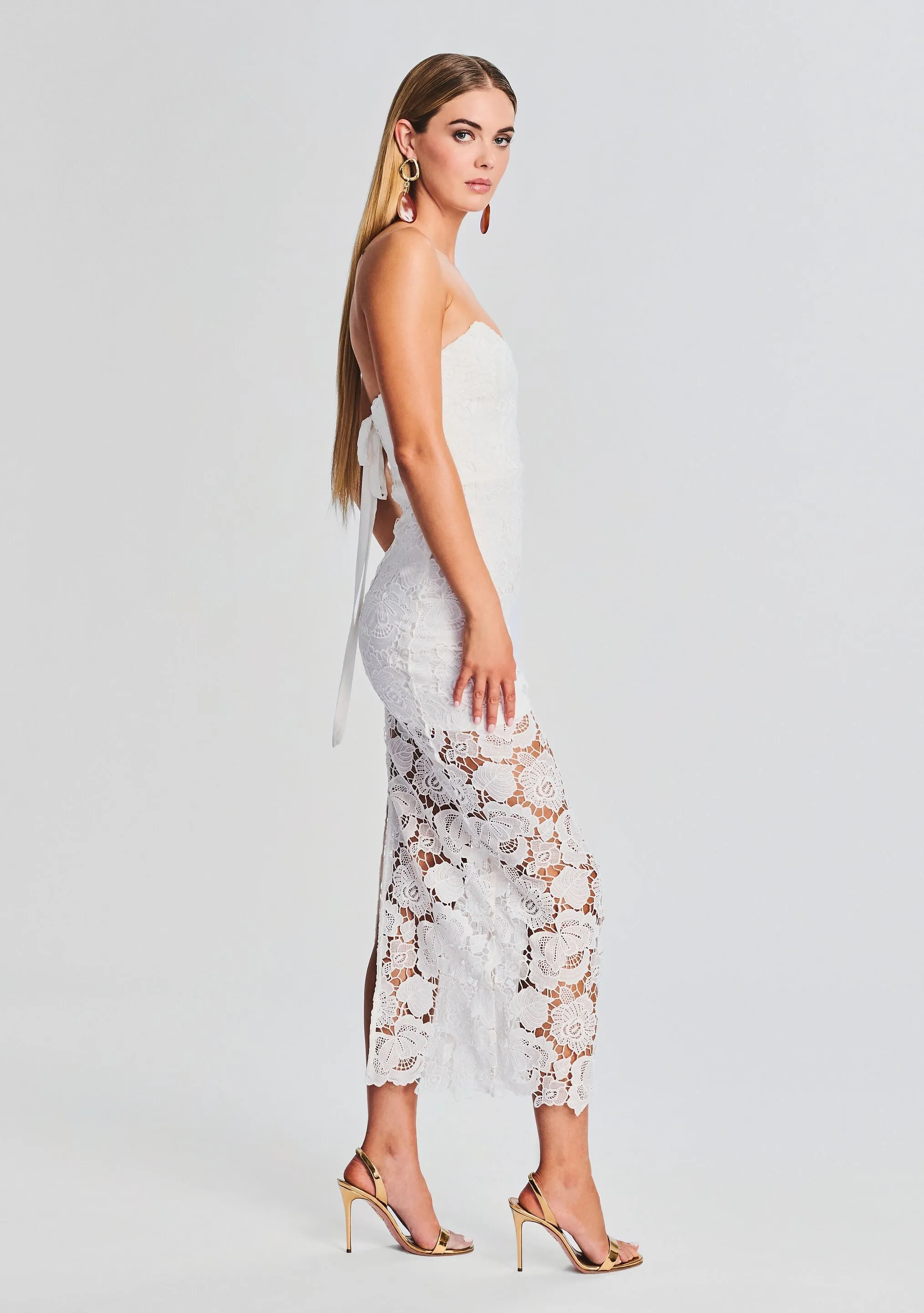 Eliza Lace Strapless Maxi Dress