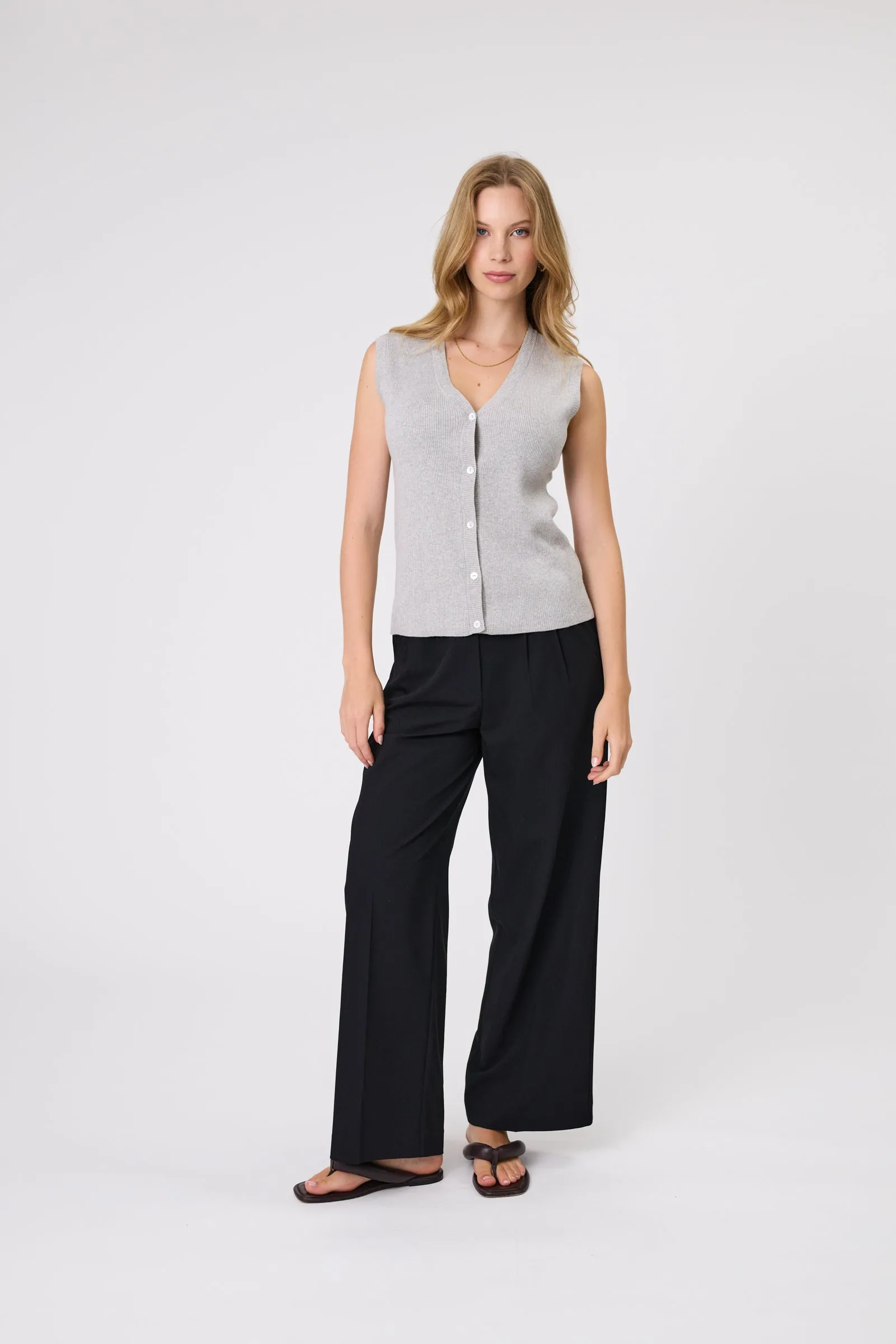 Encore Knit Vest - Grey Marle