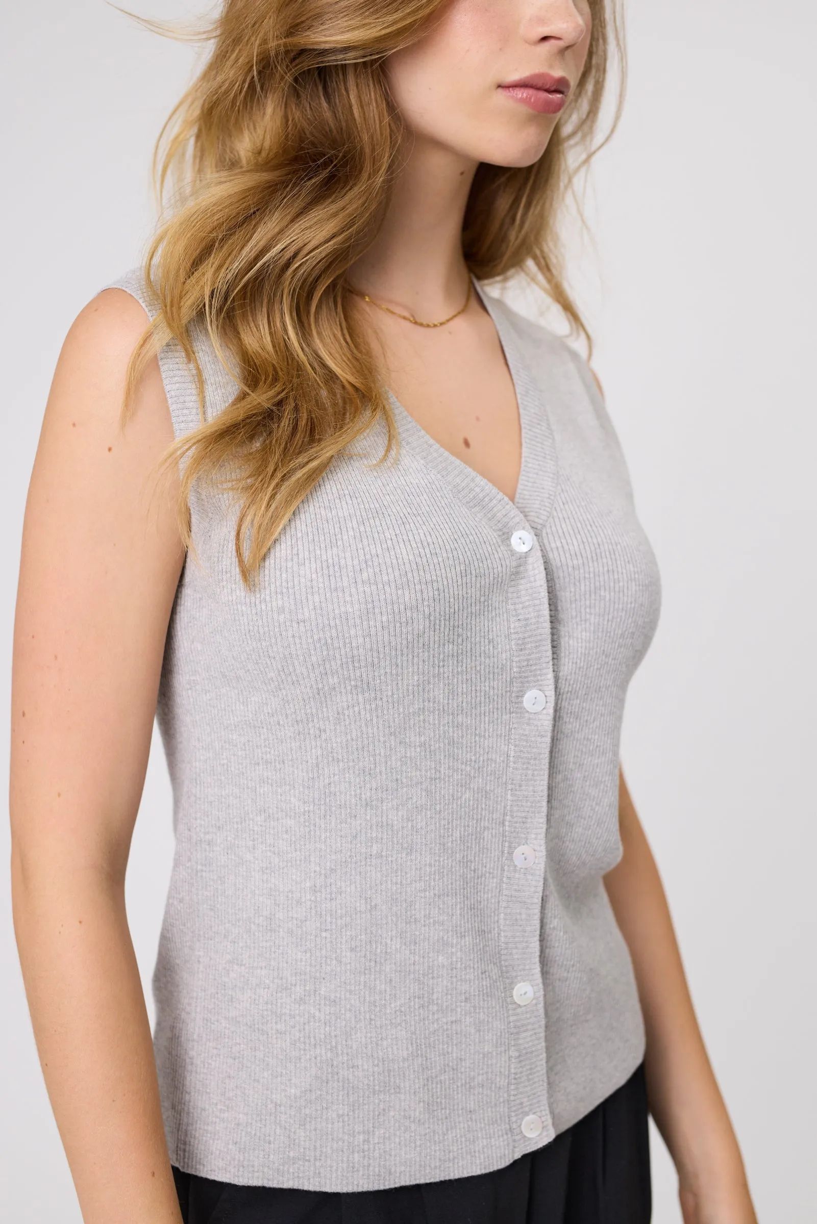 Encore Knit Vest - Grey Marle