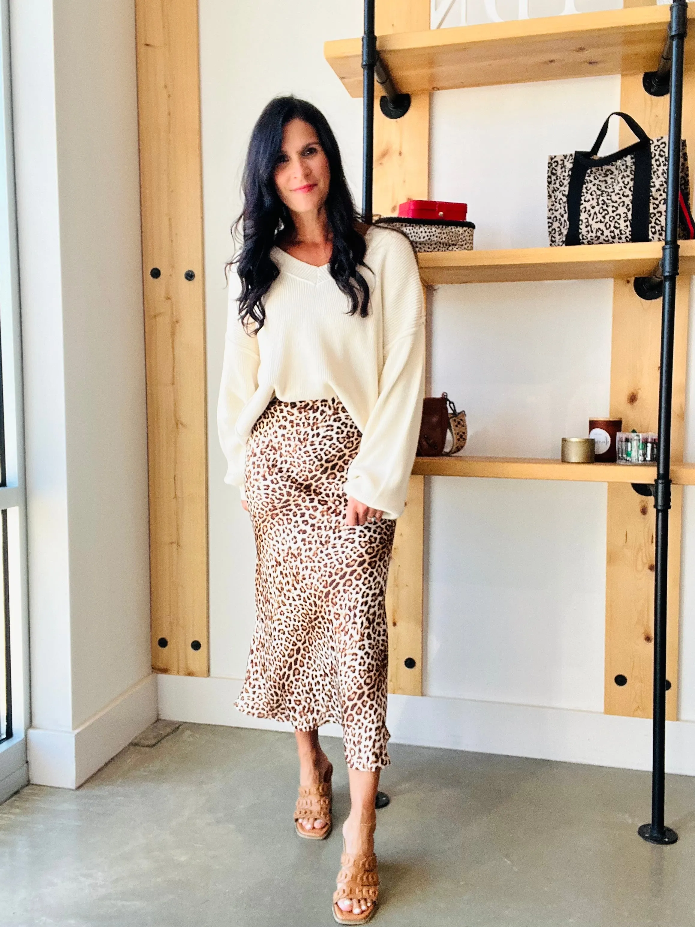 Exposed Seam Knit Sweater in Cream