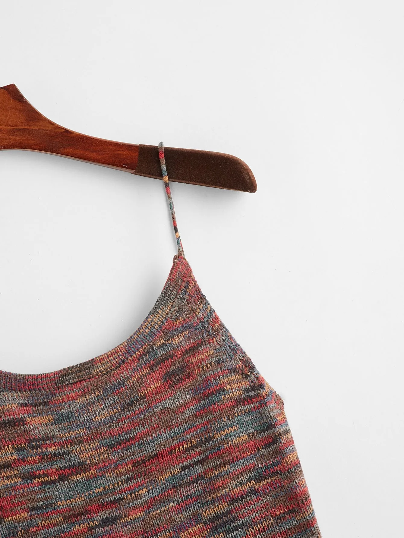 EZwear Lace Up Backless Space Dye Knit Top