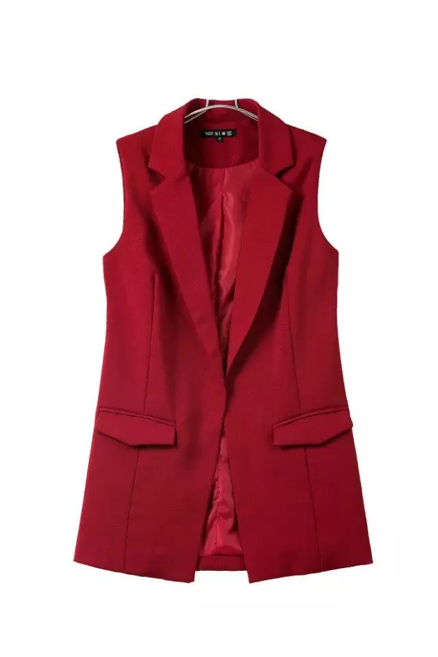 fashion simple solid color no button short black white wine red yellow blazer jackets
