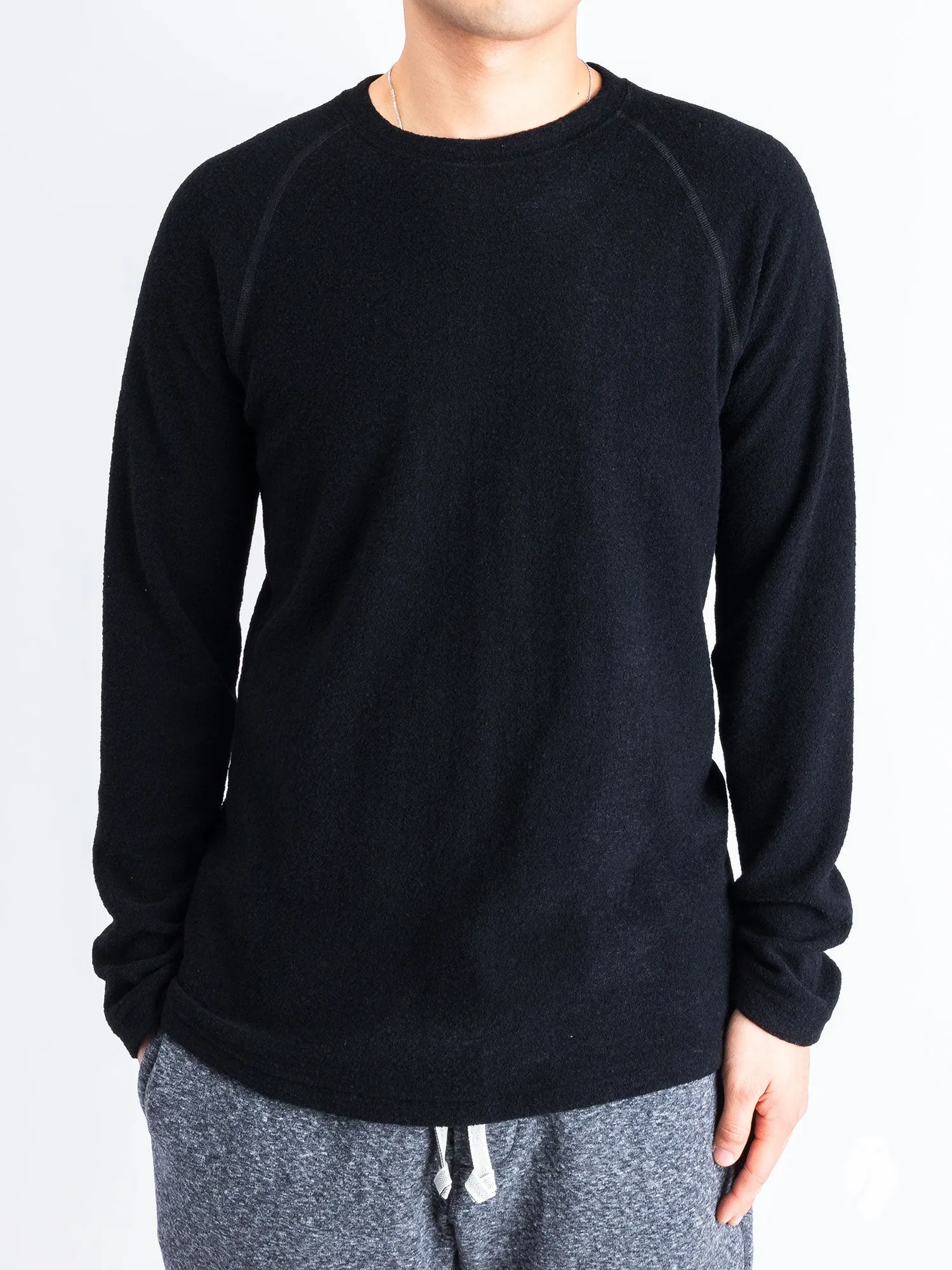 Felted Wool Crewneck Sweater in Black