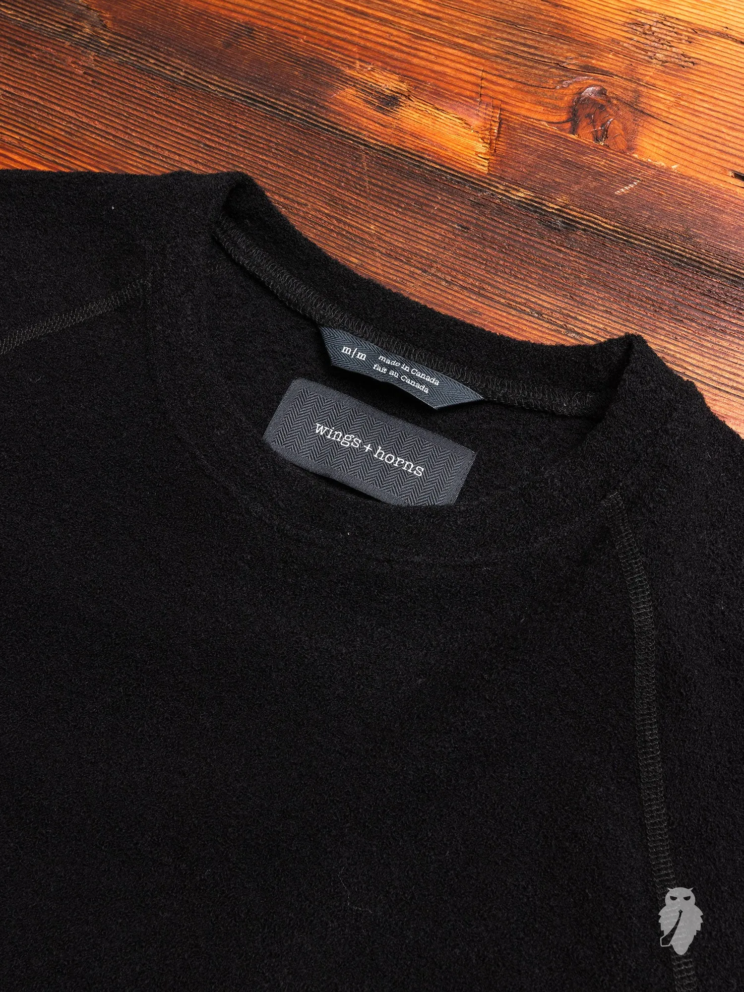 Felted Wool Crewneck Sweater in Black