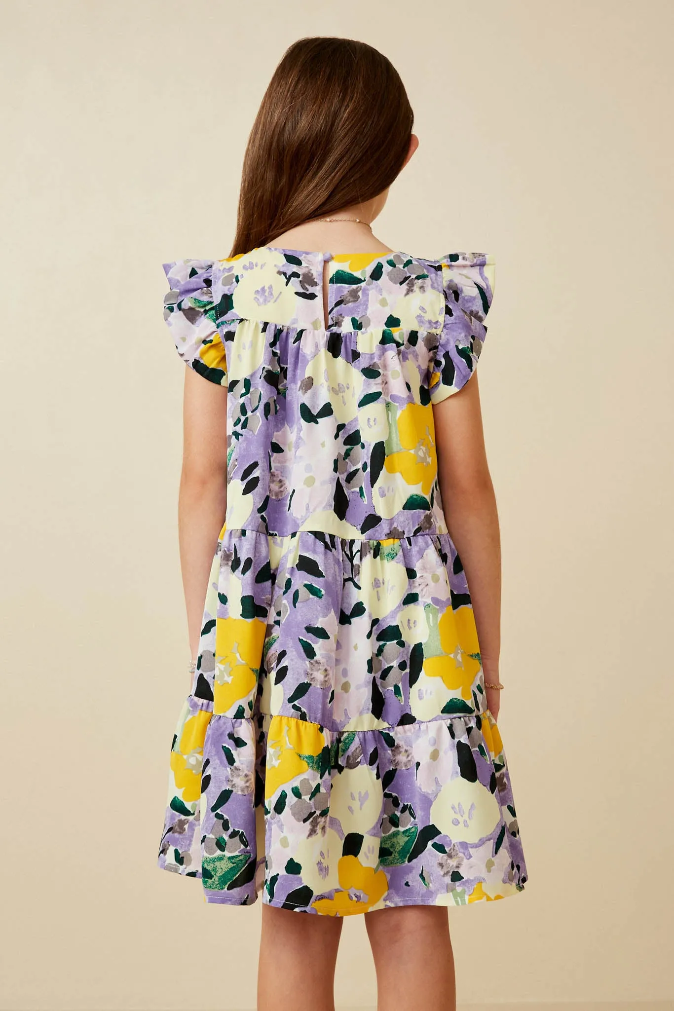 Floral Placement Smock Ruffled Tank Dress