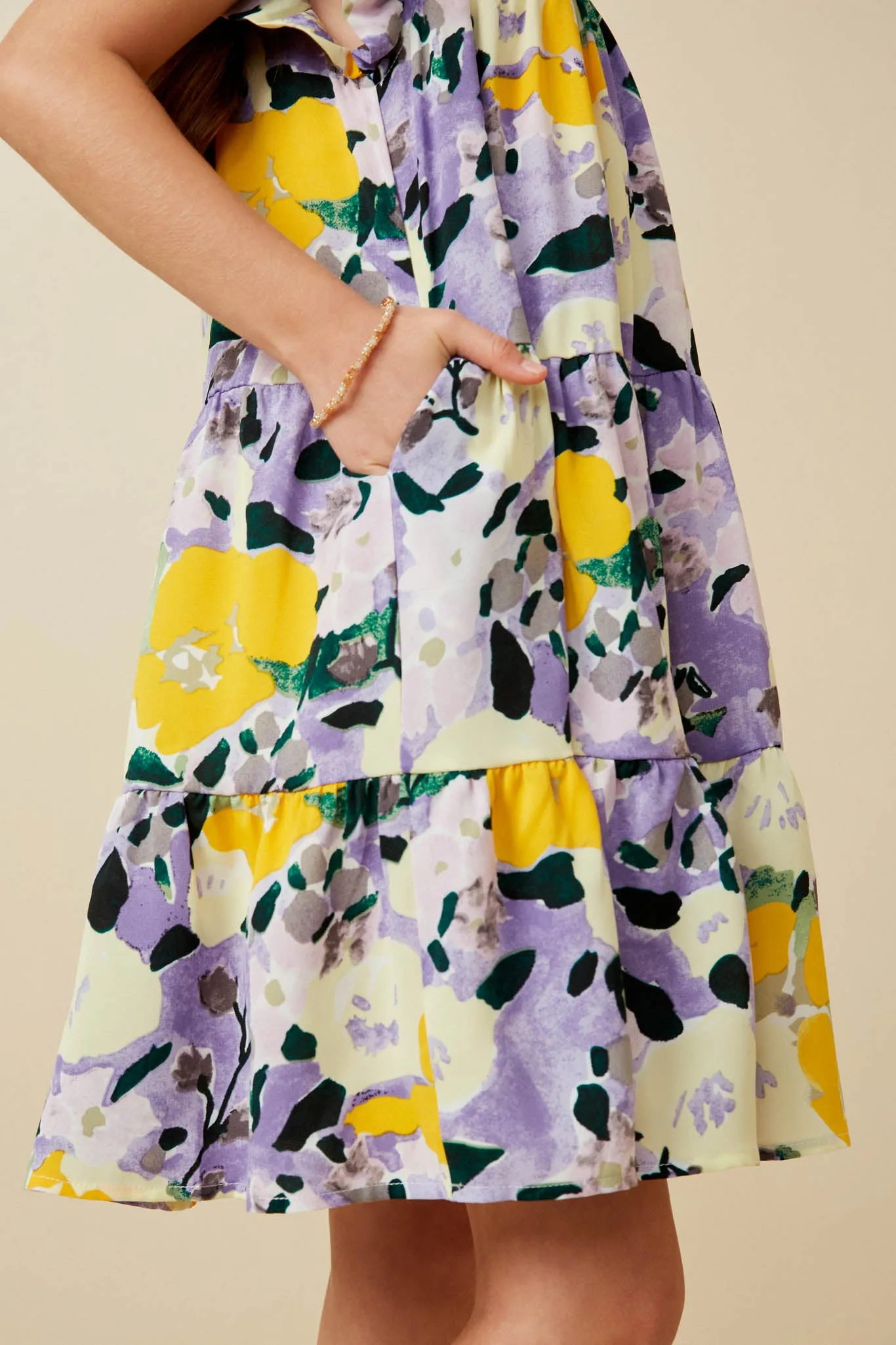 Floral Placement Smock Ruffled Tank Dress