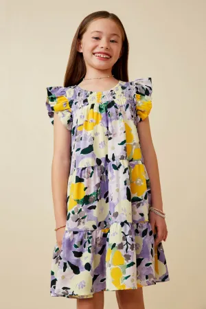 Floral Placement Smock Ruffled Tank Dress