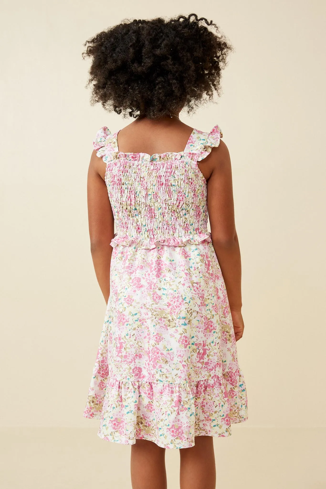 Floral Print Ruffled Smocked Flutter Tank Dress