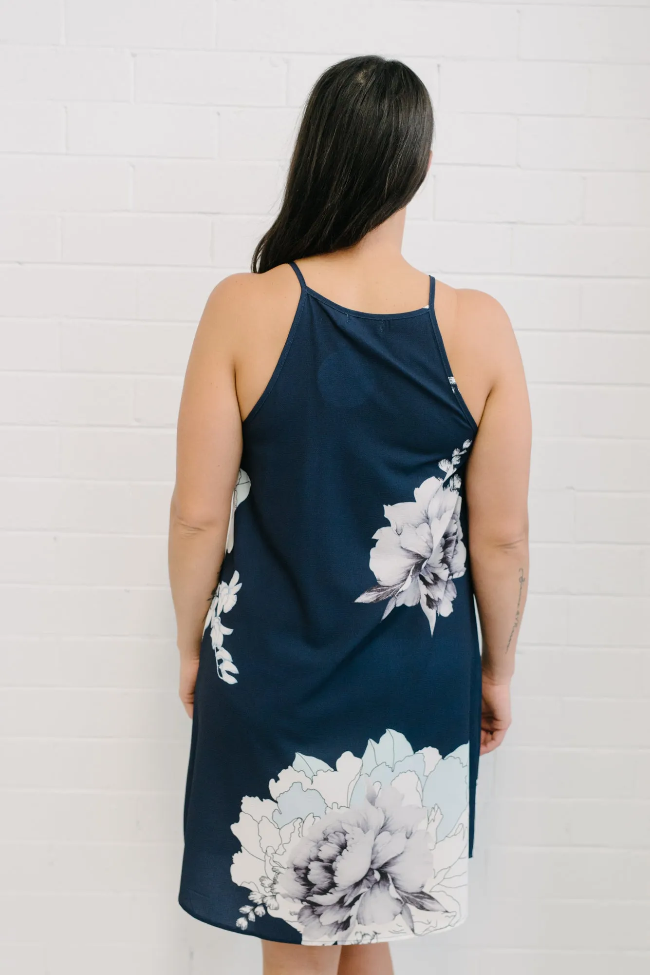 Floral Tank Dress - Navy
