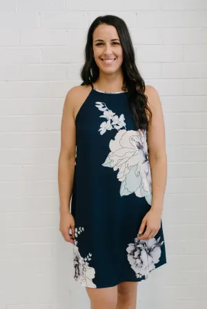 Floral Tank Dress - Navy