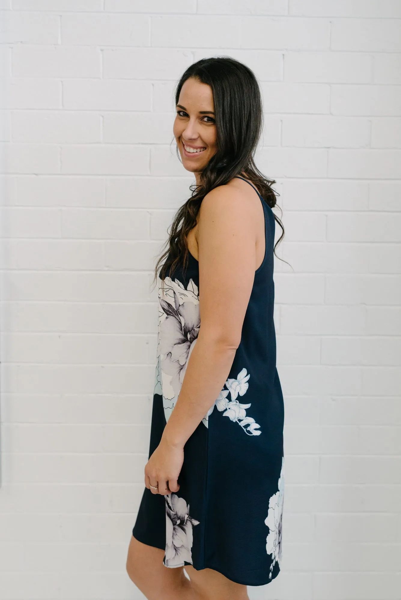 Floral Tank Dress - Navy