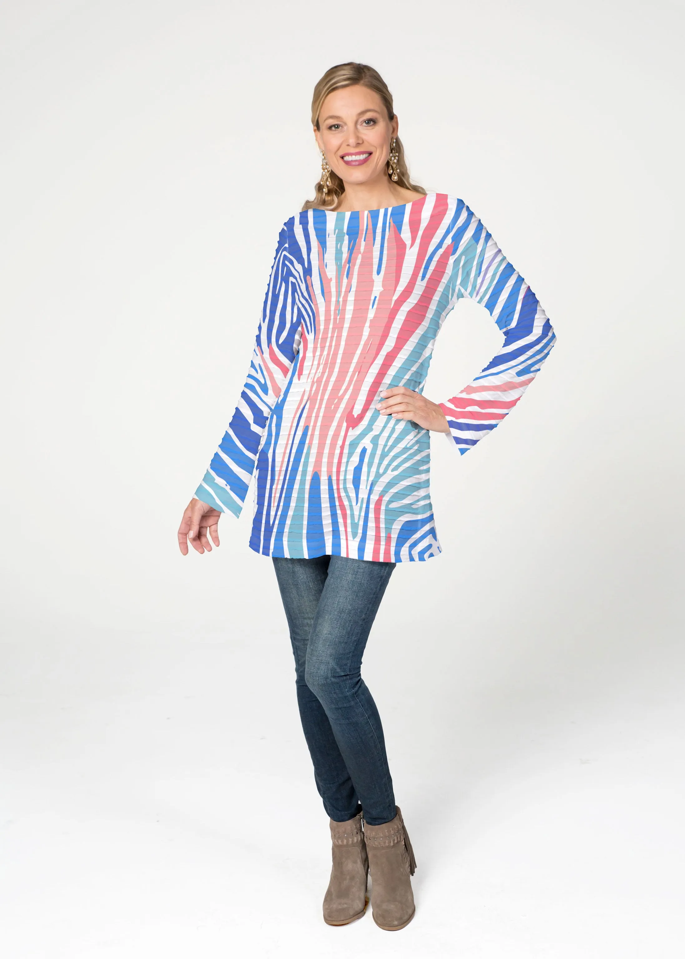 Fruity Stripes (14272) ~ Banded Boatneck Tunic