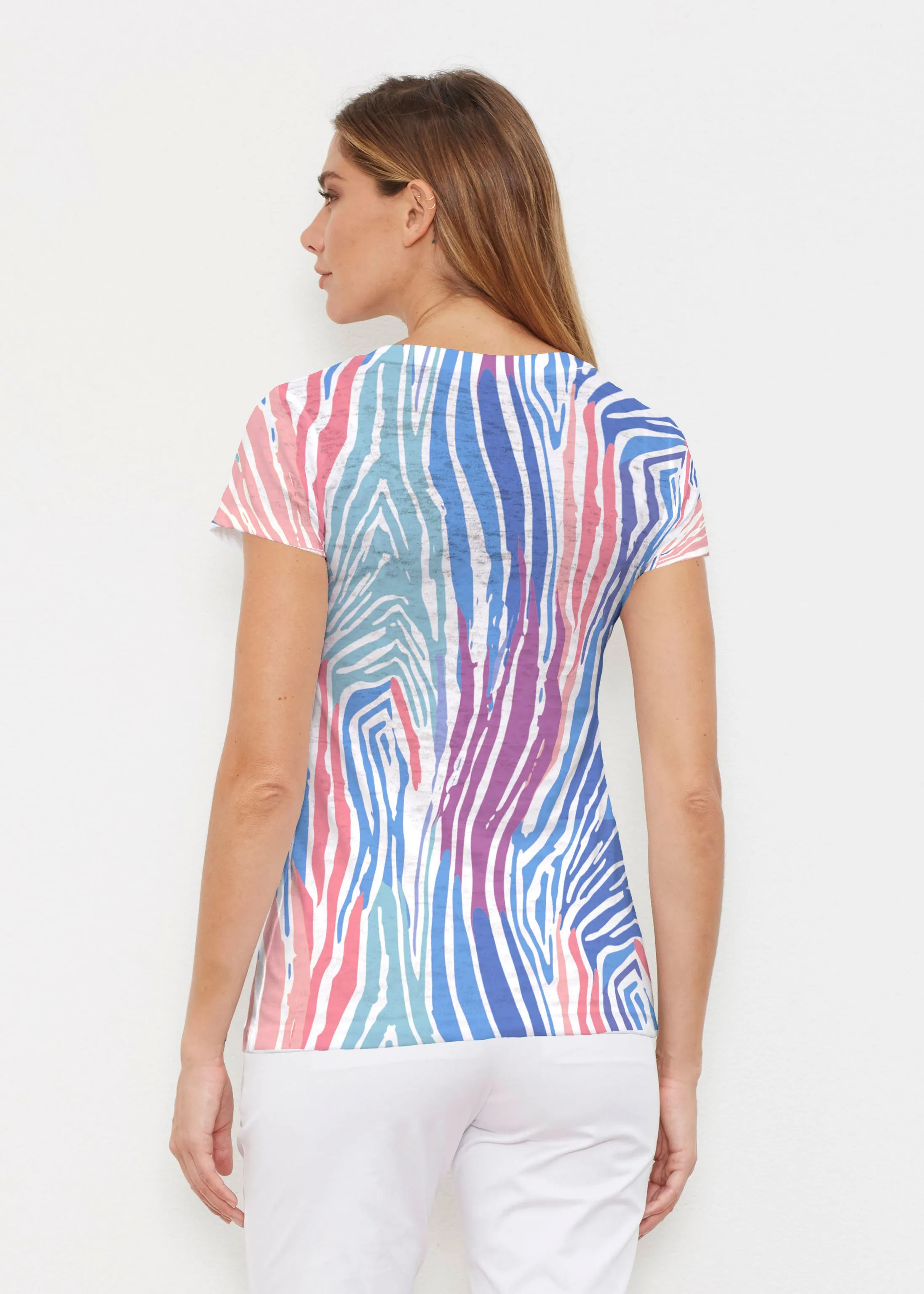 Fruity Stripes (14272) ~ Signature Cap Sleeve V-Neck Shirt