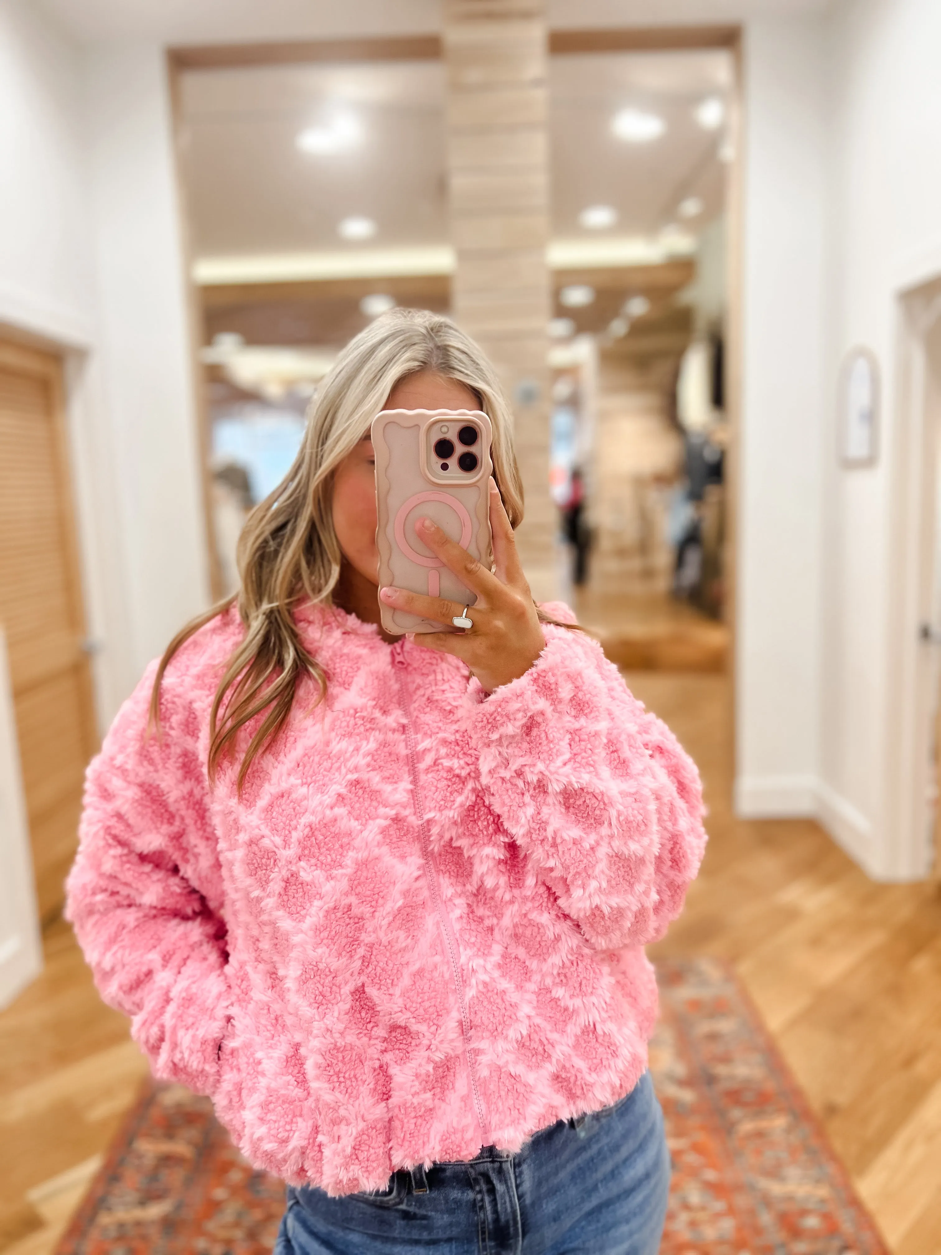 Fuzzy Knit Hoodie Jacket