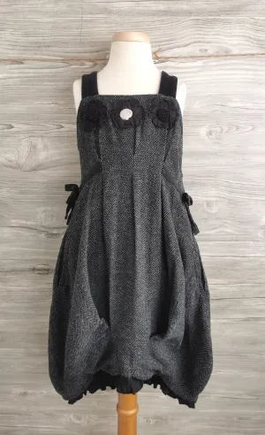 GIRL SIZE 6 YEARS - ELIANE ET LENA, Black & Grey, Wool Dress EUC B37