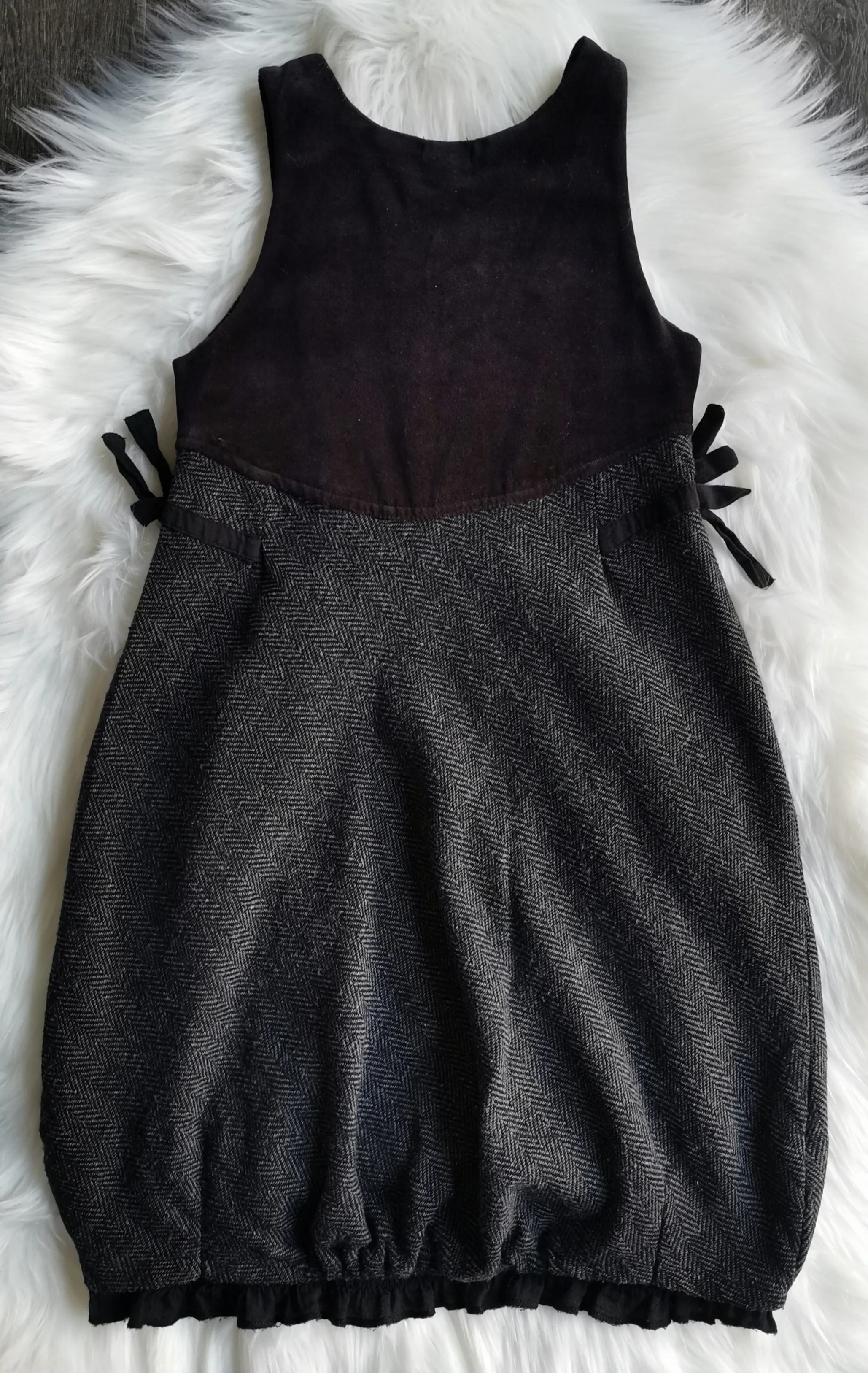 GIRL SIZE 6 YEARS - ELIANE ET LENA, Black & Grey, Wool Dress EUC B37