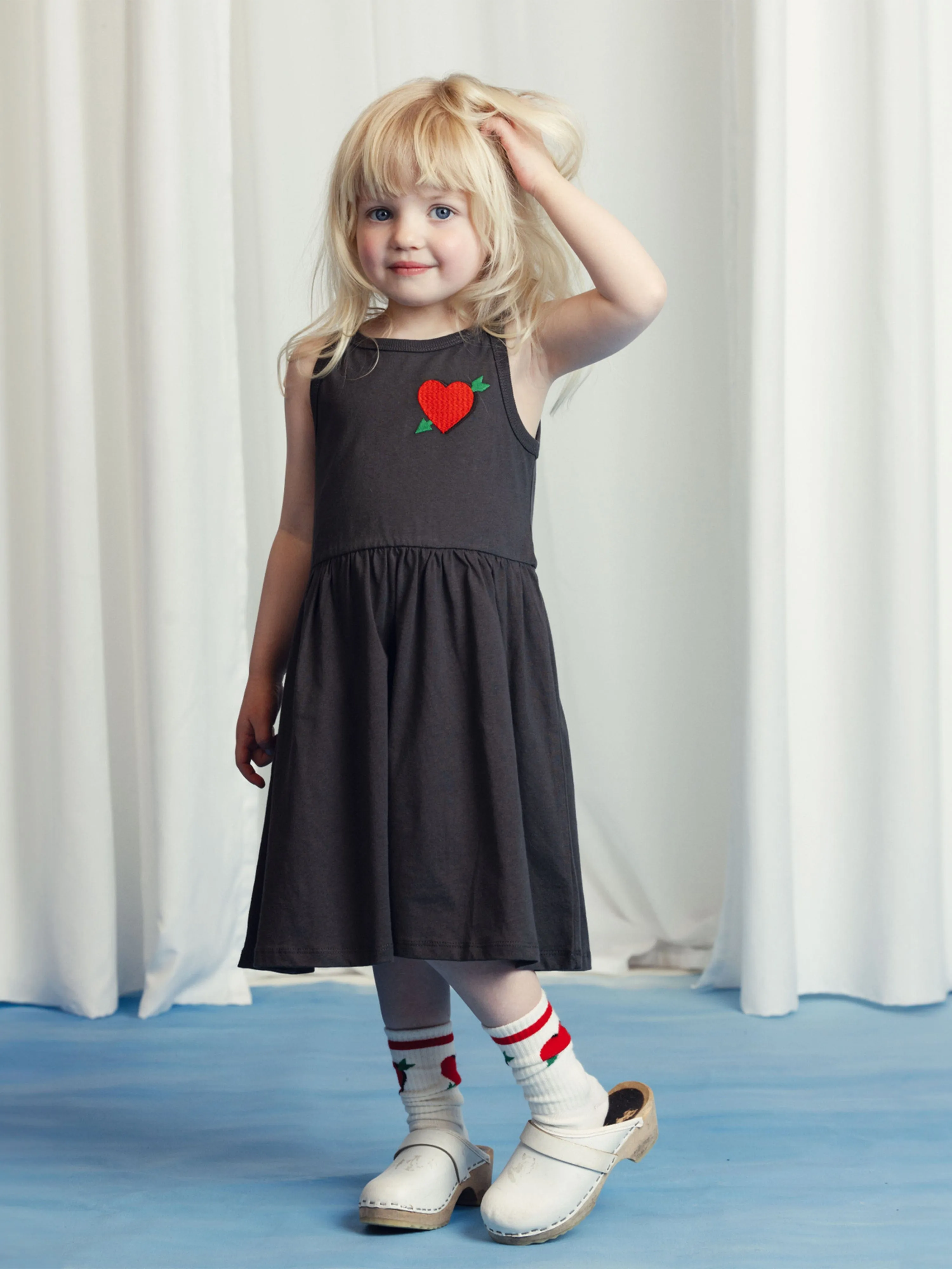 Girls Arrowed Heart Tank Dress in Black