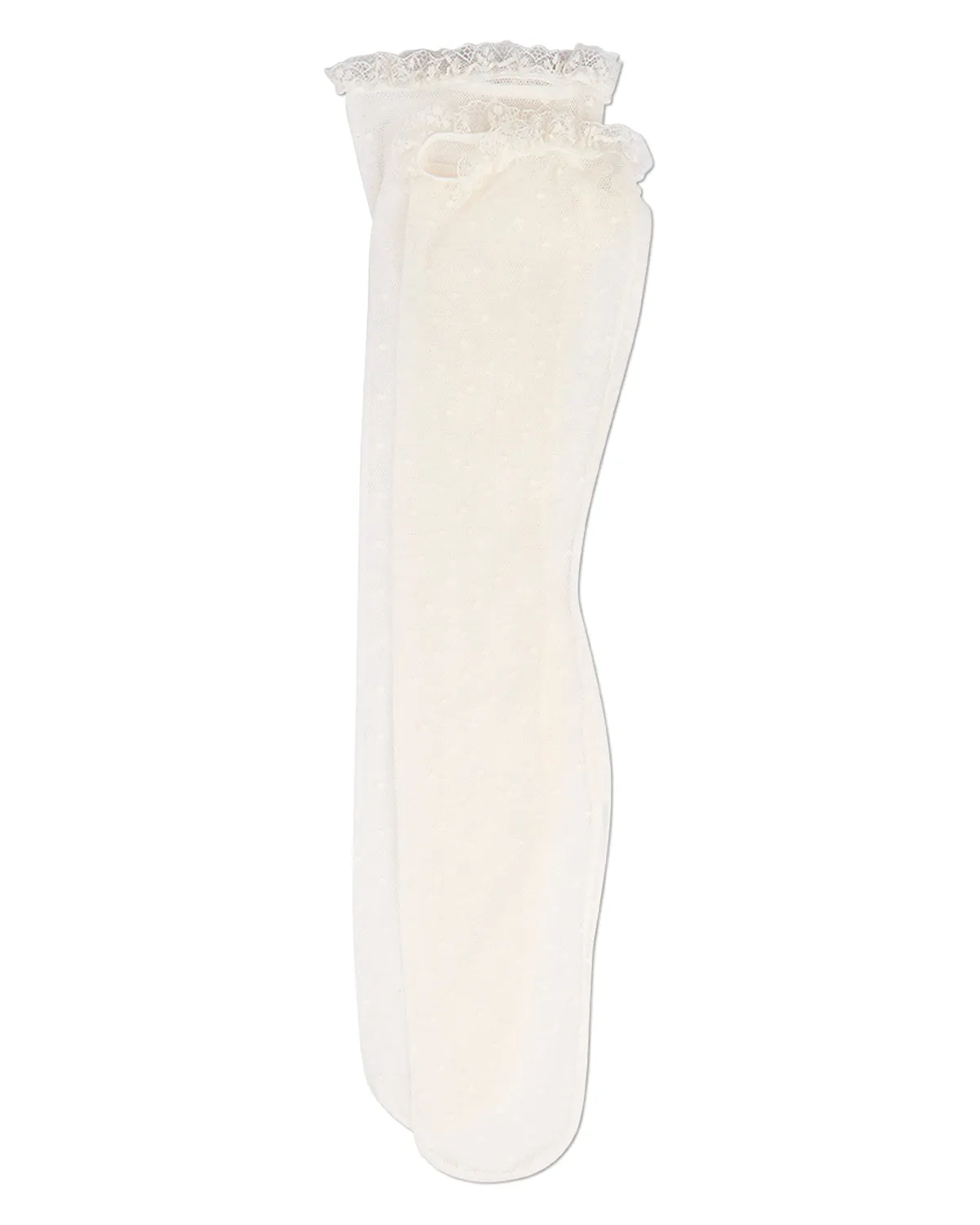 Girls Lace Trimmed Dot Mesh Knee Sock