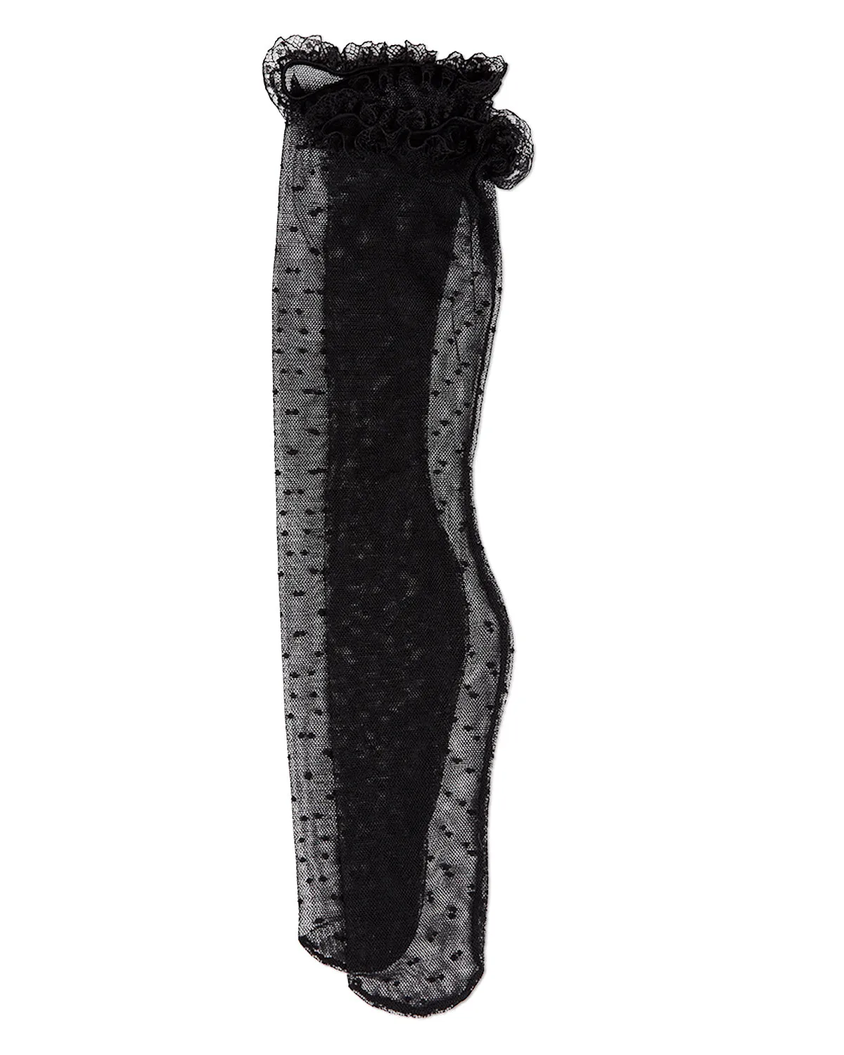 Girls Lace Trimmed Dot Mesh Knee Sock