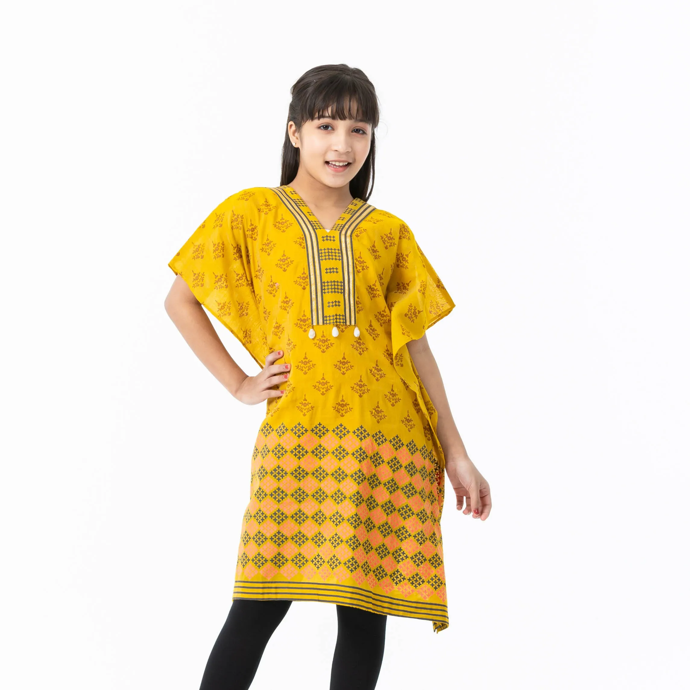 Girls Mustard Kaftan