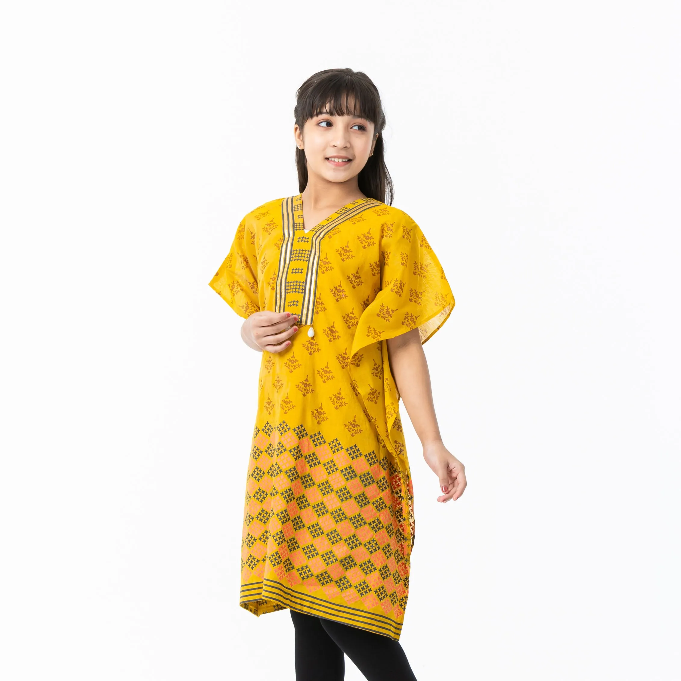 Girls Mustard Kaftan