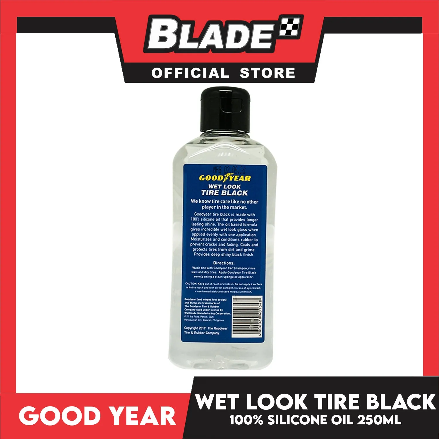 Goodyear Wet Look Tire Black 100% Silicone oil 250mL for Long Lasting Shine