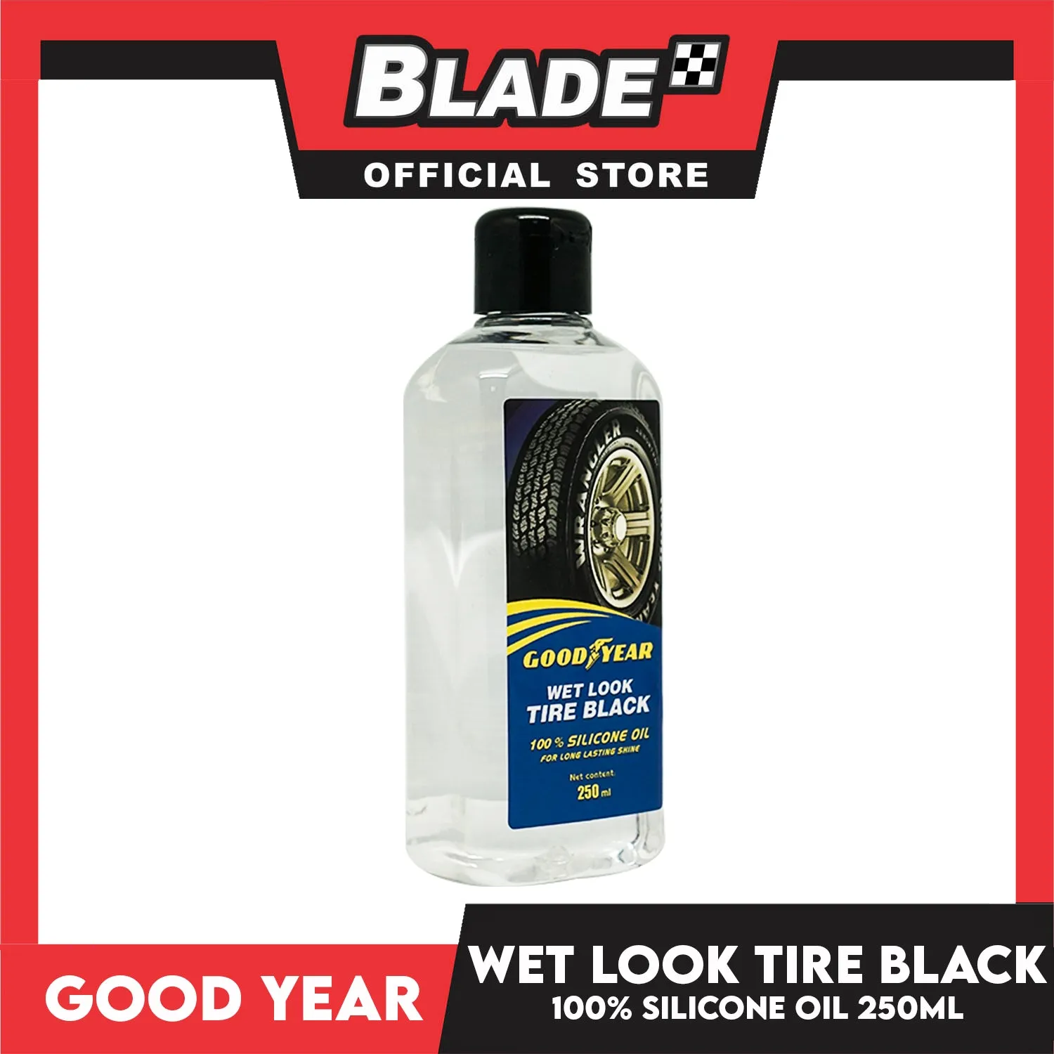 Goodyear Wet Look Tire Black 100% Silicone oil 250mL for Long Lasting Shine