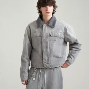 Gray Vintage-Inspired Quilted Jacket