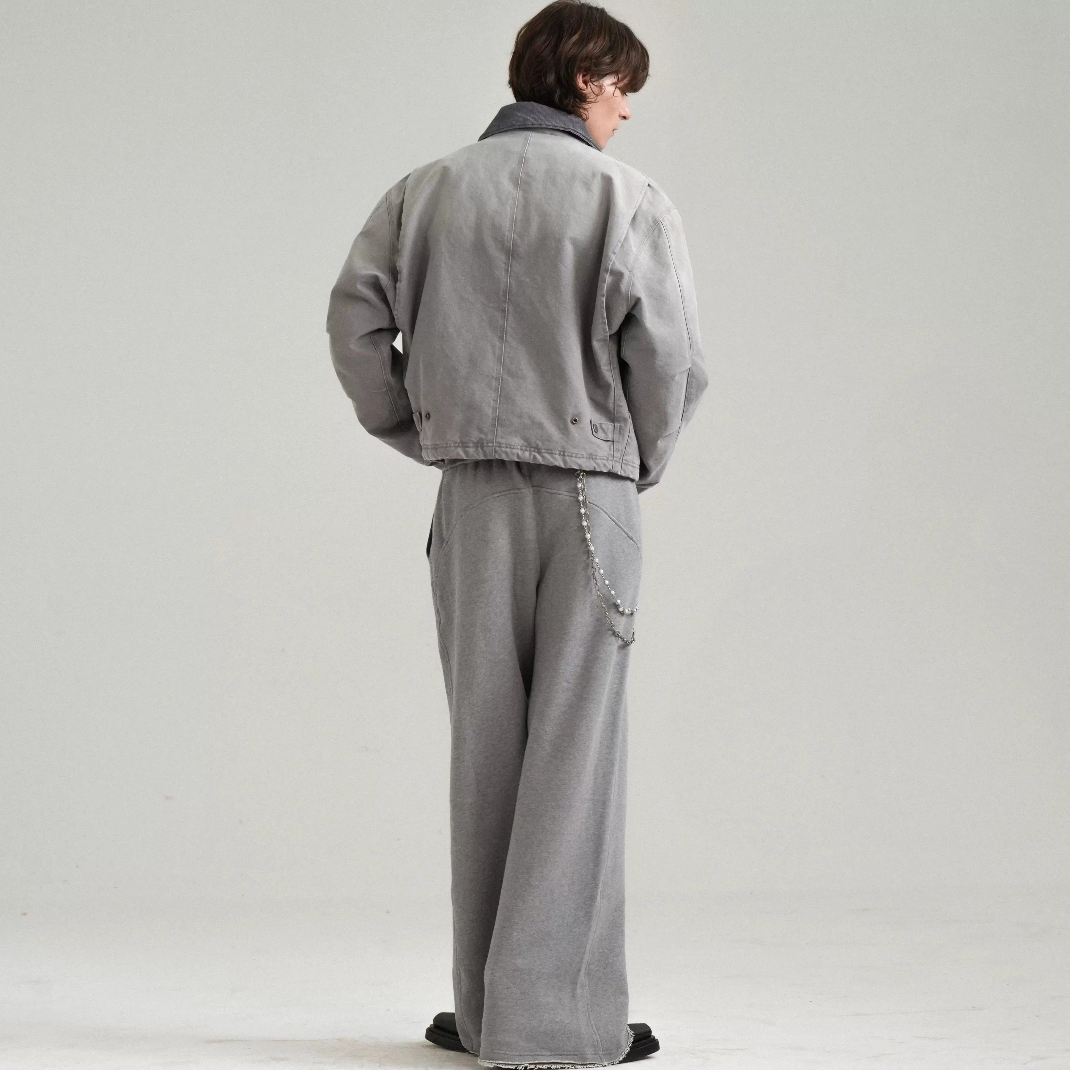 Gray Vintage-Inspired Quilted Jacket